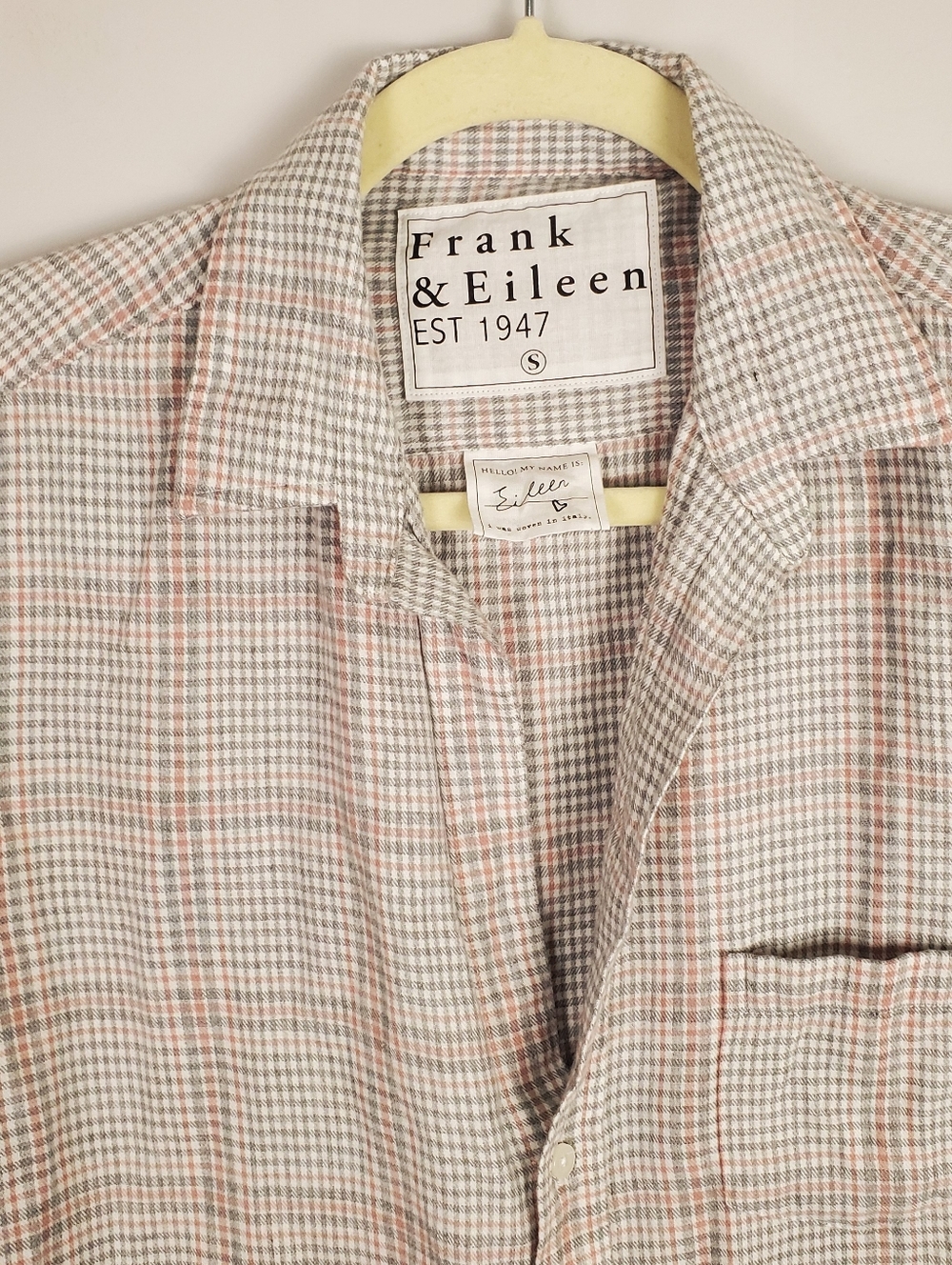 Frank & Eileen Eileen Relaxed Button-Up Shirt in Camel, Cream, Gray Plaid Size S - Picture 3 of 14